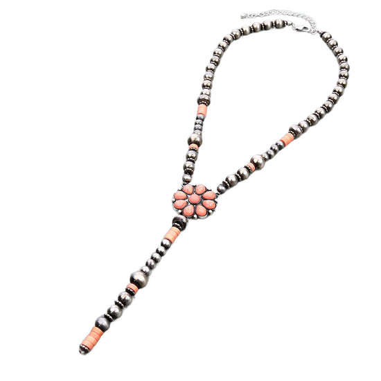 BLOSSOM PEARL Y NECKLACE - PEACH