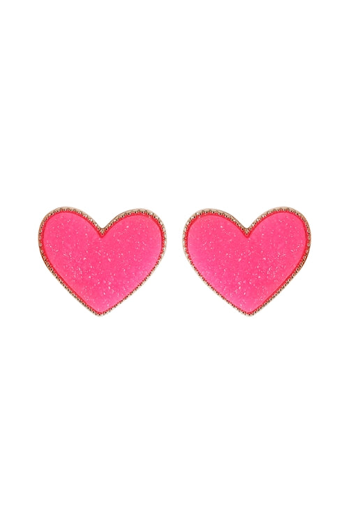 HEART EARRINGS - PINK