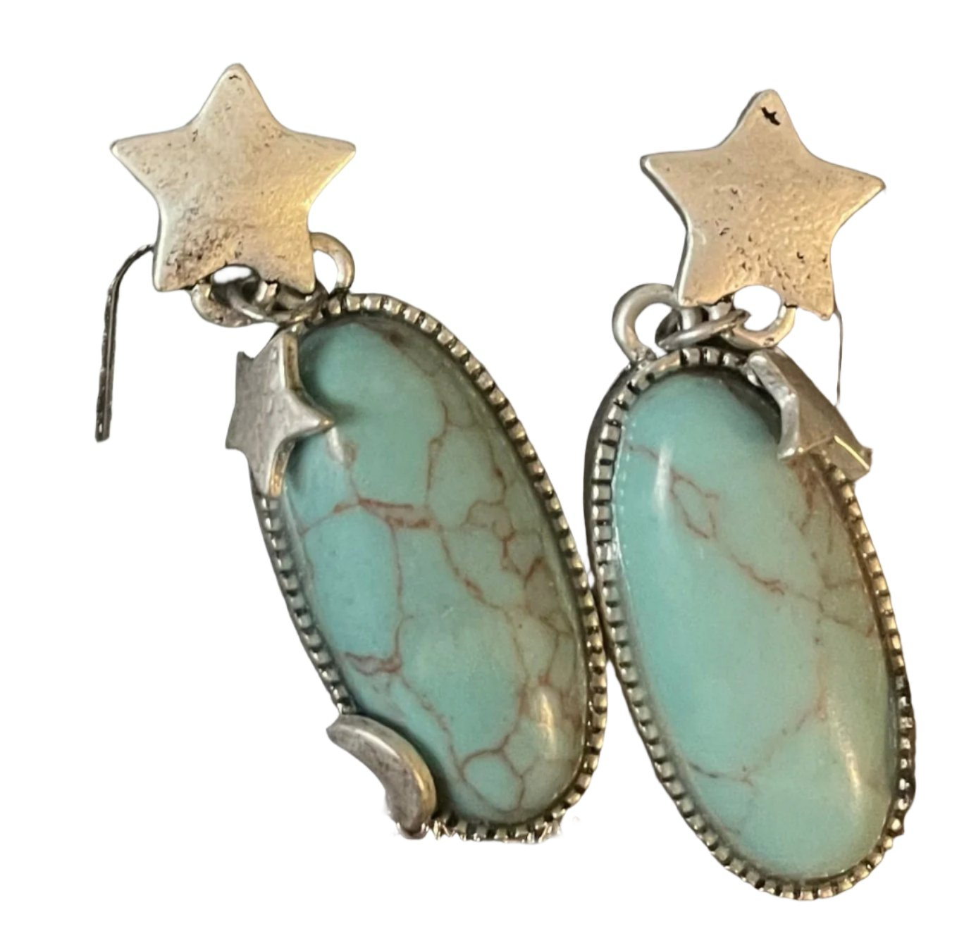 MOON AND STARS DANGLE EARRINGS - TURQ STONE