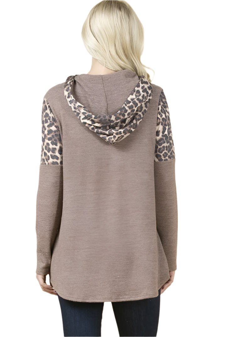 JOSEFINA HOODIE TOP - MOCHA/ANIMAL