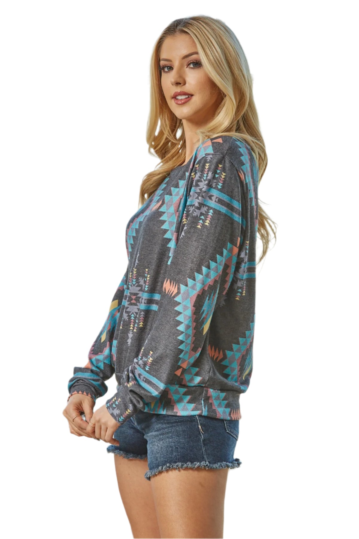 PHOEBE TOP - BLACK/TURQUOISE